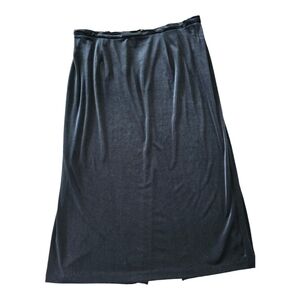 Vintage R&K Evenings Skirt Women 4X Plus Black Velvet Pencil Back Slit Witcy Y2k